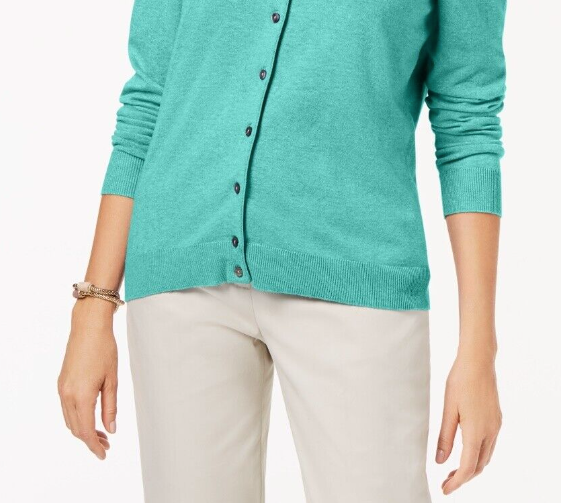 Karen Scott Cardigan Feminino Gola Redonda Verde Tamanho XX-G