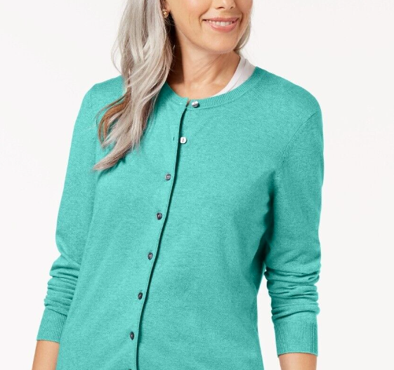 Karen Scott Cardigan Feminino Gola Redonda Verde Tamanho XX-G