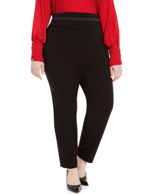 Calça de smoking feminina Calvin Klein Plus de cintura alta, preta, tamanho 16W