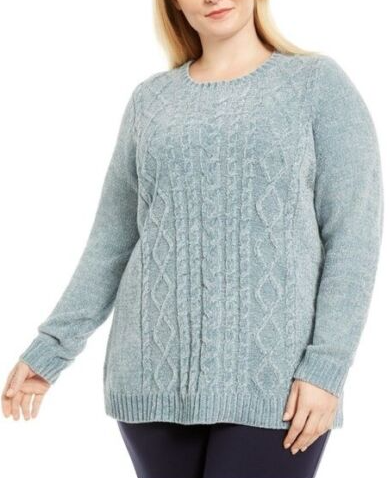 Suéter Karen Scott Feminino em Tricô de Chenille Azul Tamanho XXG