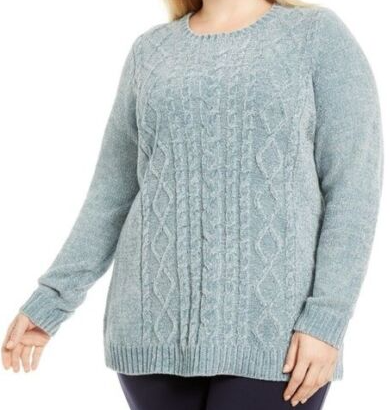 Suéter Karen Scott Feminino em Tricô de Chenille Azul Tamanho XXG