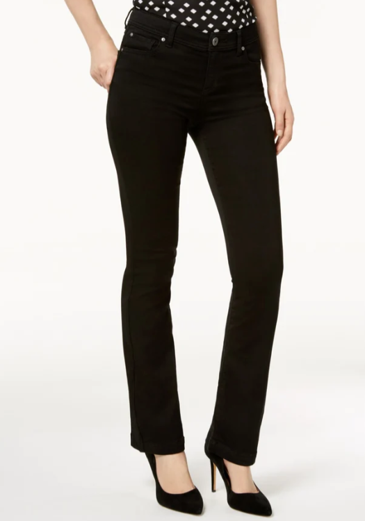 Calça jeans feminina Bootcut da INC International Concepts, preta, tamanho 10, pequena