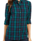 Camisa xadrez feminina Charter Club de algodão, verde, tamanho pequeno