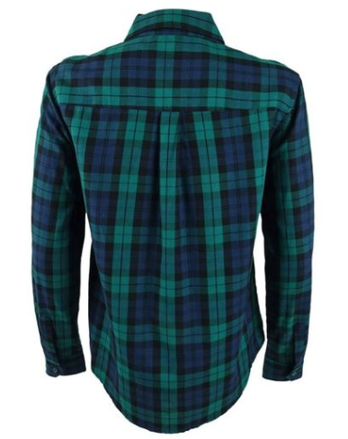 Camisa xadrez feminina Charter Club de algodão, verde, tamanho pequeno