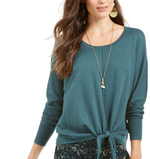 Suéter feminino com amarração frontal Style &amp; Co, verde médio, tamanho pequeno grande
