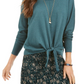 Suéter feminino com amarração frontal Style &amp; Co, verde médio, tamanho pequeno grande
