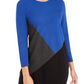 Suéter feminino Alfani assimétrico com blocos de cores, azul, tamanho médio