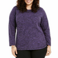 Karen Scott Blusa Plus Size Feminina Microfleece Marmorizada Roxa Tamanho 1X
