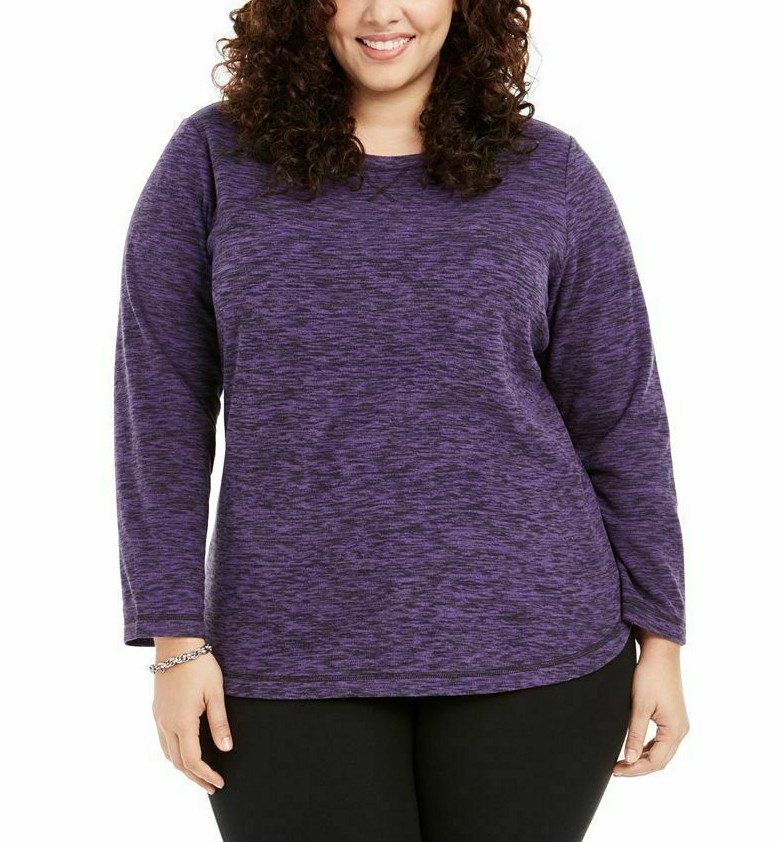 Karen Scott Blusa Plus Size Feminina Microfleece Marmorizada Roxa Tamanho 1X