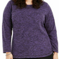 Karen Scott Blusa Plus Size Feminina Microfleece Marmorizada Roxa Tamanho 1X
