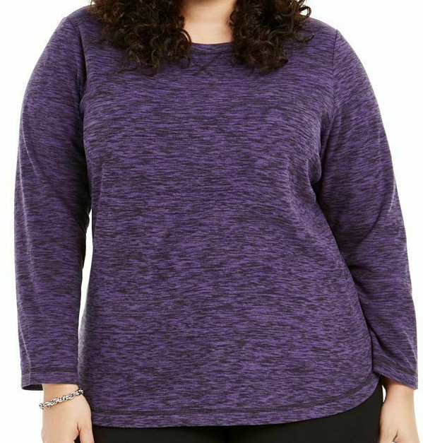 Karen Scott Blusa Plus Size Feminina Microfleece Marmorizada Roxa Tamanho 1X