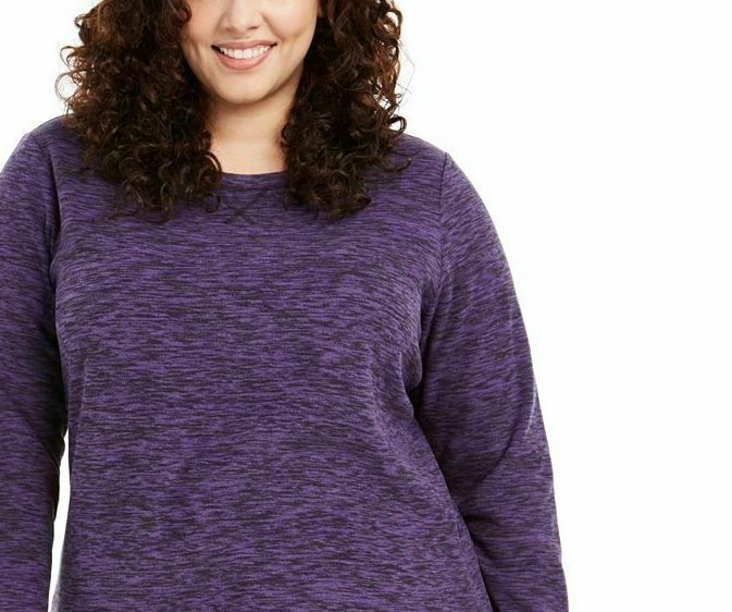 Karen Scott Blusa Plus Size Feminina Microfleece Marmorizada Roxa Tamanho 1X