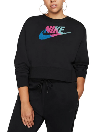 Moletom Nike Sportswear Fleece Crewneck Feminino Preto Plus Size 2X