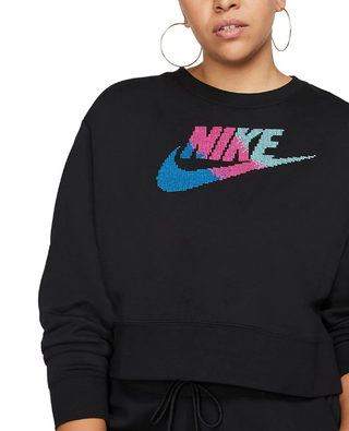 Moletom Nike Sportswear Fleece Crewneck Feminino Preto Plus Size 2X