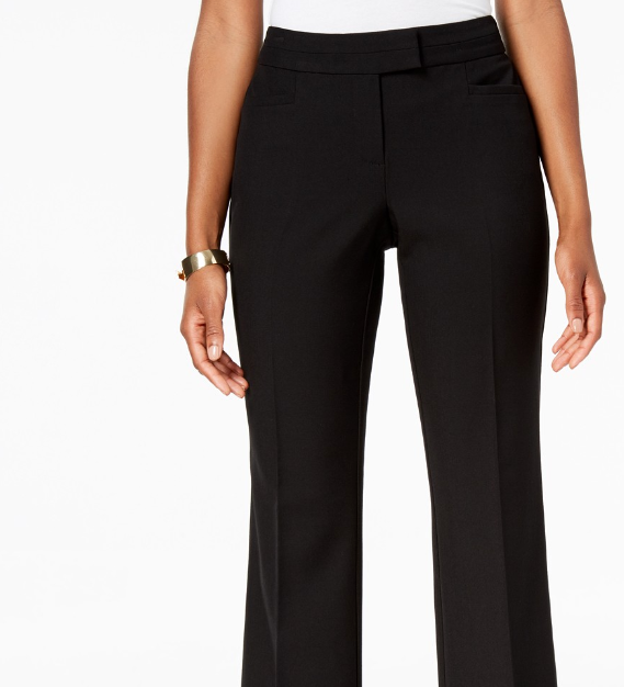 Calças femininas JM Collection Petite Tummy Control, comprimento regular e curto, pretas, tamanho 4P