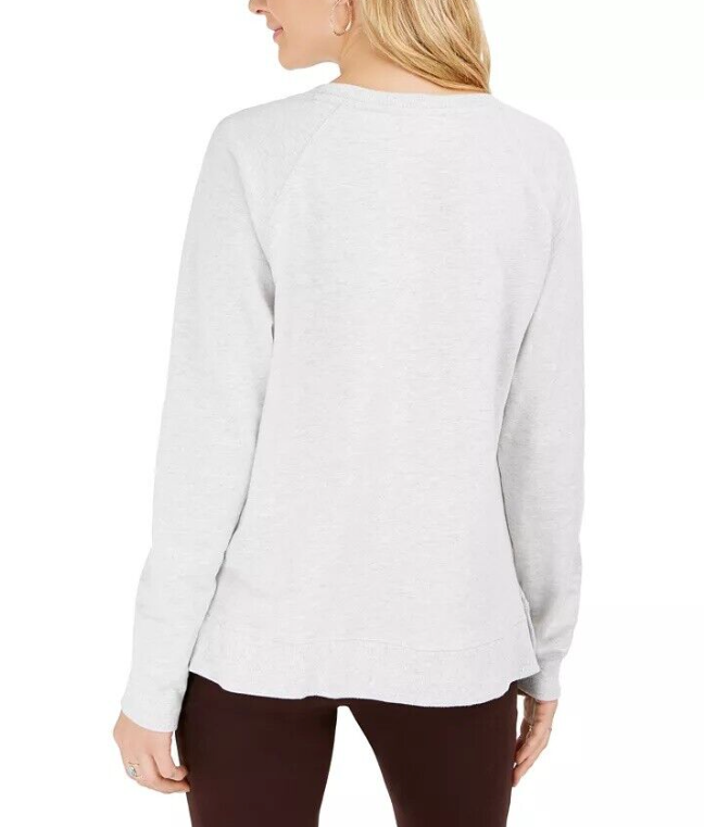 Suéter feminino com lantejoulas e logotipo da Style &amp; Co, cinza, tamanho médio