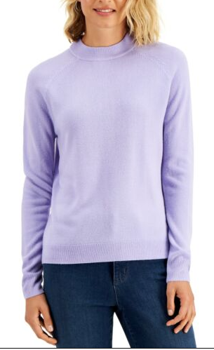 Karen Scott Suéter feminino de gola alta, pequeno, roxo, tamanho pequeno/médio