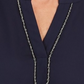 Túnica feminina com decote aberto JM Collection, azul, tamanho grande