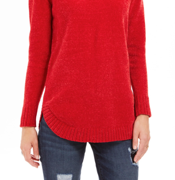 Suéter feminino de gola alta com fios metálicos, tamanho pequeno, vermelho, estilo &amp; co