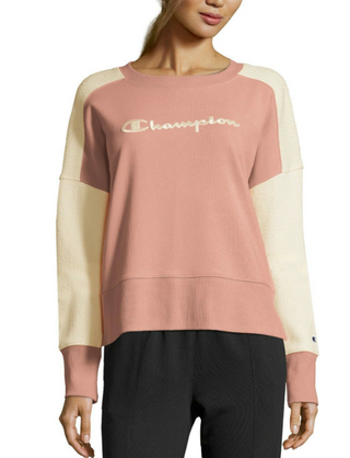 Moletom Champion Heritage Cotton Mix Texture Feminino Rosa