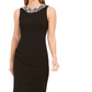 Vestido Calvin Klein Feminino com Acabamento em Pérolas Imitadas, Preto, Tamanho 4 Petite