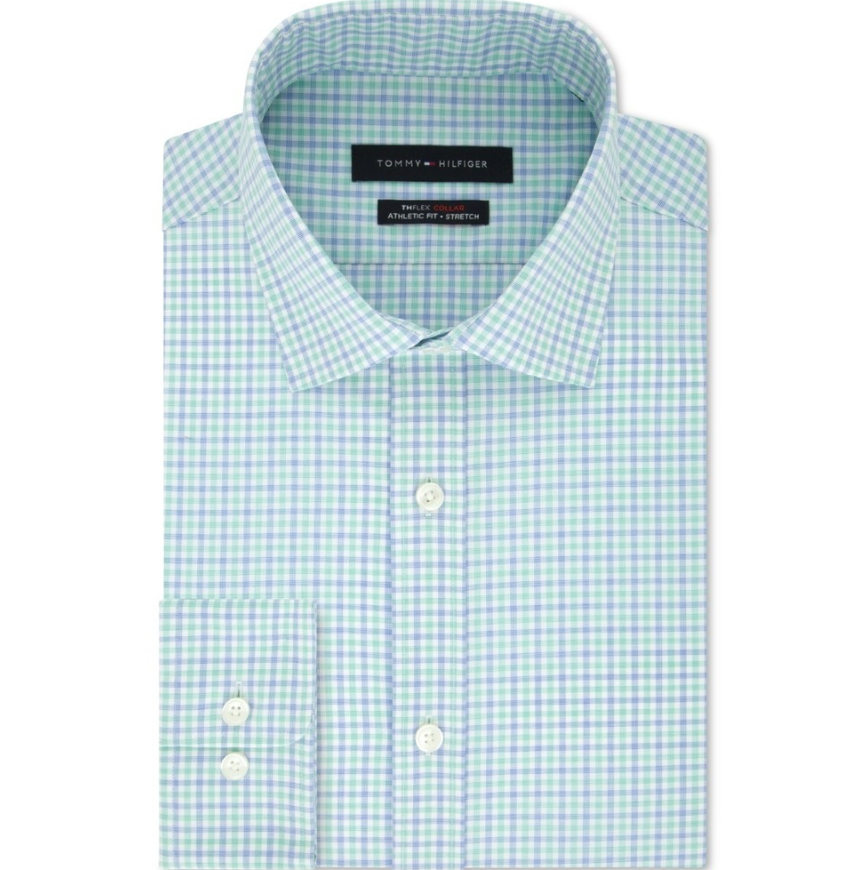 Camisa social xadrez slim fit masculina Tommy Hilfiger verde brilhante tamanho 17-34/35-XL