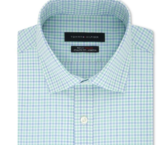 Camisa social xadrez slim fit masculina Tommy Hilfiger verde brilhante tamanho 17-34/35-XL