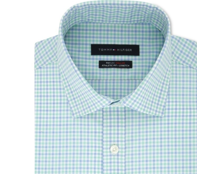 Camisa social xadrez slim fit masculina Tommy Hilfiger verde brilhante tamanho 17-34/35-XL