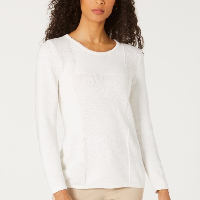 Karen Scott Suéter Feminino Patchwork com Ponto Branco Tamanho Extra Grande