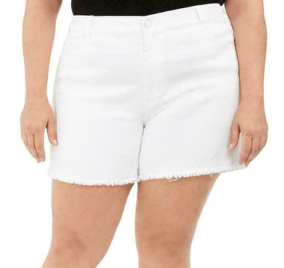 Shorts desfiados da moda femininos rosa da Celebrity, tamanho 16, branco
