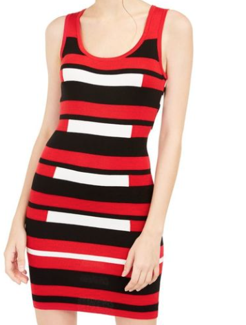 Vestido listrado Planet Gold Junior's Body con Sweater Vermelho Tamanho Médio