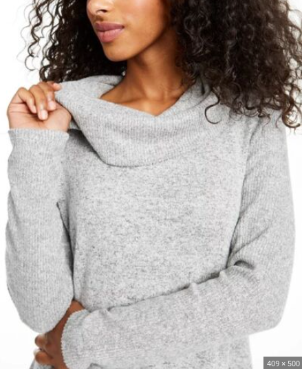 Suéter texturizado com gola alta e bainha em V BCX Juniors, cinza, tamanho extra pequeno