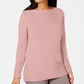 Karen Scott Suéter Feminino de Algodão com Gola Canoa Rosa Tamanho P
