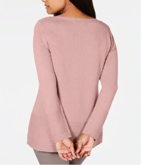 Karen Scott Suéter Feminino de Algodão com Gola Canoa Rosa Tamanho P