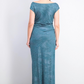 Vestido feminino Connected com decote careca e fenda metálica, verde, tamanho 8