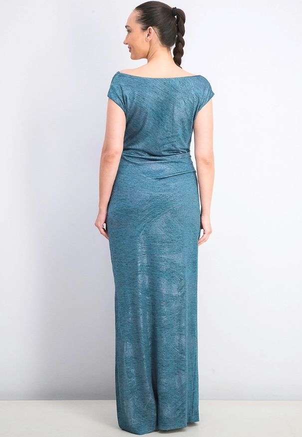 Vestido feminino Connected com decote careca e fenda metálica, verde, tamanho 8
