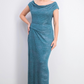 Vestido feminino Connected com decote careca e fenda metálica, verde, tamanho 8