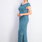 Vestido feminino Connected com decote careca e fenda metálica, verde, tamanho 8
