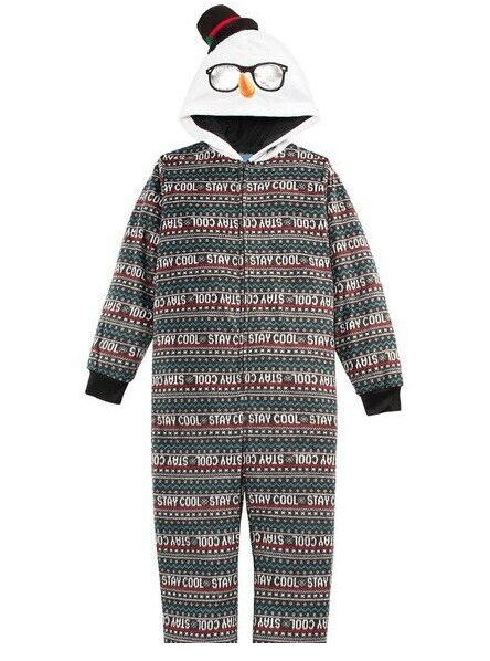 Pijama estampado de rena Max &amp; Olivia Little &amp; Big Boy's, 1 peça, preto, tamanho grande (14-16)