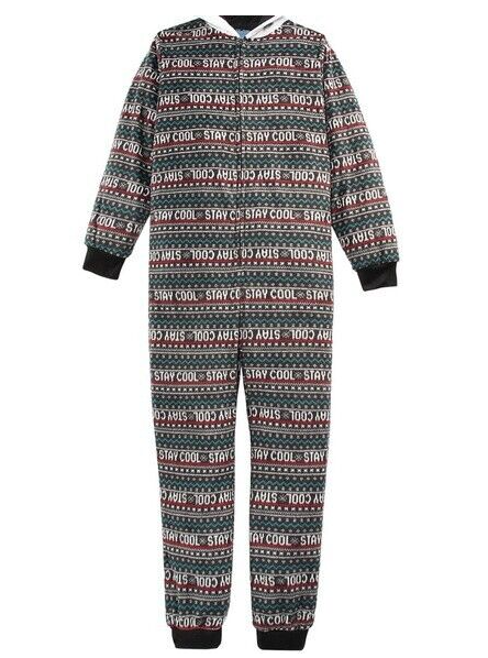 Pijama estampado de rena Max &amp; Olivia Little &amp; Big Boy's, 1 peça, preto, tamanho grande (14-16)