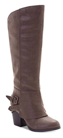 Botas femininas American Rag Emilee Fabric Almond Toe até o joelho, tamanho 9,5, marrom