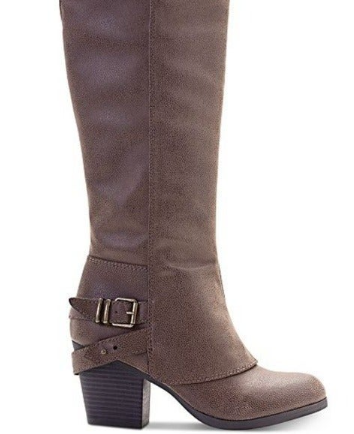 Botas femininas American Rag Emilee Fabric Almond Toe até o joelho, tamanho 9,5, marrom