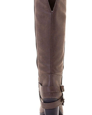 Botas femininas American Rag Emilee Fabric Almond Toe até o joelho, tamanho 9,5, marrom