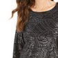 JM Collection Top Feminino Estampado em Jacquard Metálico Preto Tamanho Pequeno Extra Grande