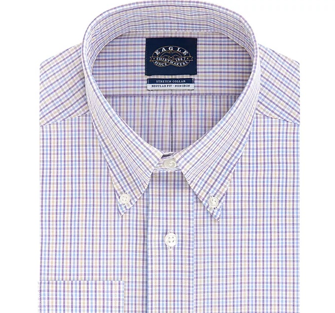 Camisa social masculina Eagle Classic Fit com gola elástica, roxa, tamanho 17_32/33 XL