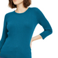 Suéter feminino Maison Jules com gola redonda canelada, verde, tamanho grande