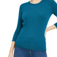 Suéter feminino Maison Jules com gola redonda canelada, verde, tamanho grande