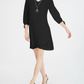 Vestido feminino com mangas curtas e colarinho, preto, tamanho pequeno, da coleção JM