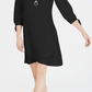 Vestido feminino com mangas curtas e colarinho, preto, tamanho pequeno, da coleção JM
