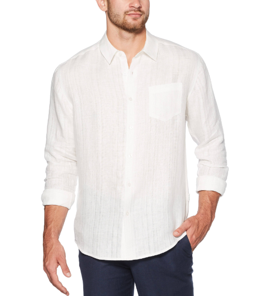 Camisa de linho sólida masculina Cubavera, branca, tamanho grande